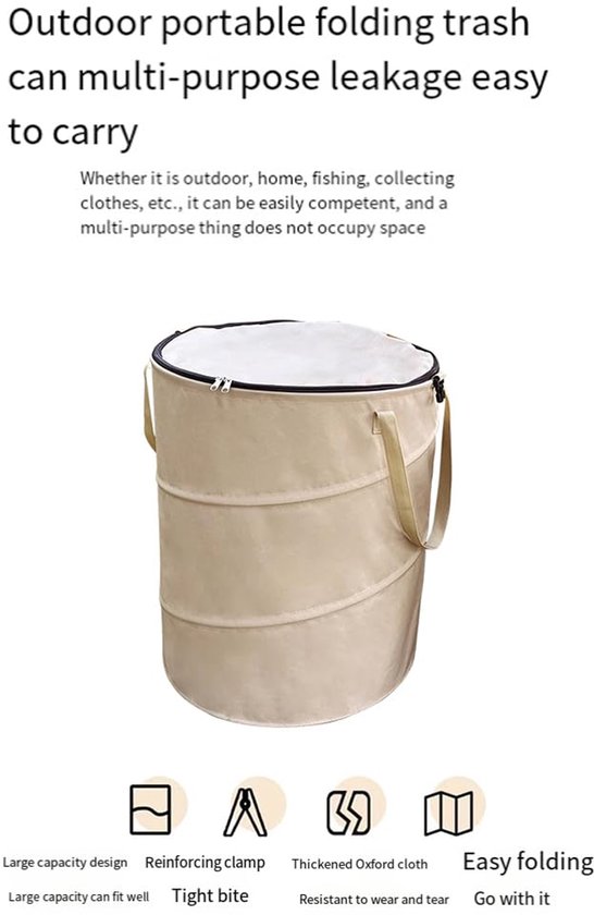 Campingafvalbak - Opvouwbare- Draagbaar en herbruikbaar - Opvouwbare afvalbak voor tuin en terras - Opbergbak voor in de tuin - 34*40 cm -groen van Artblaze — afbeelding 5