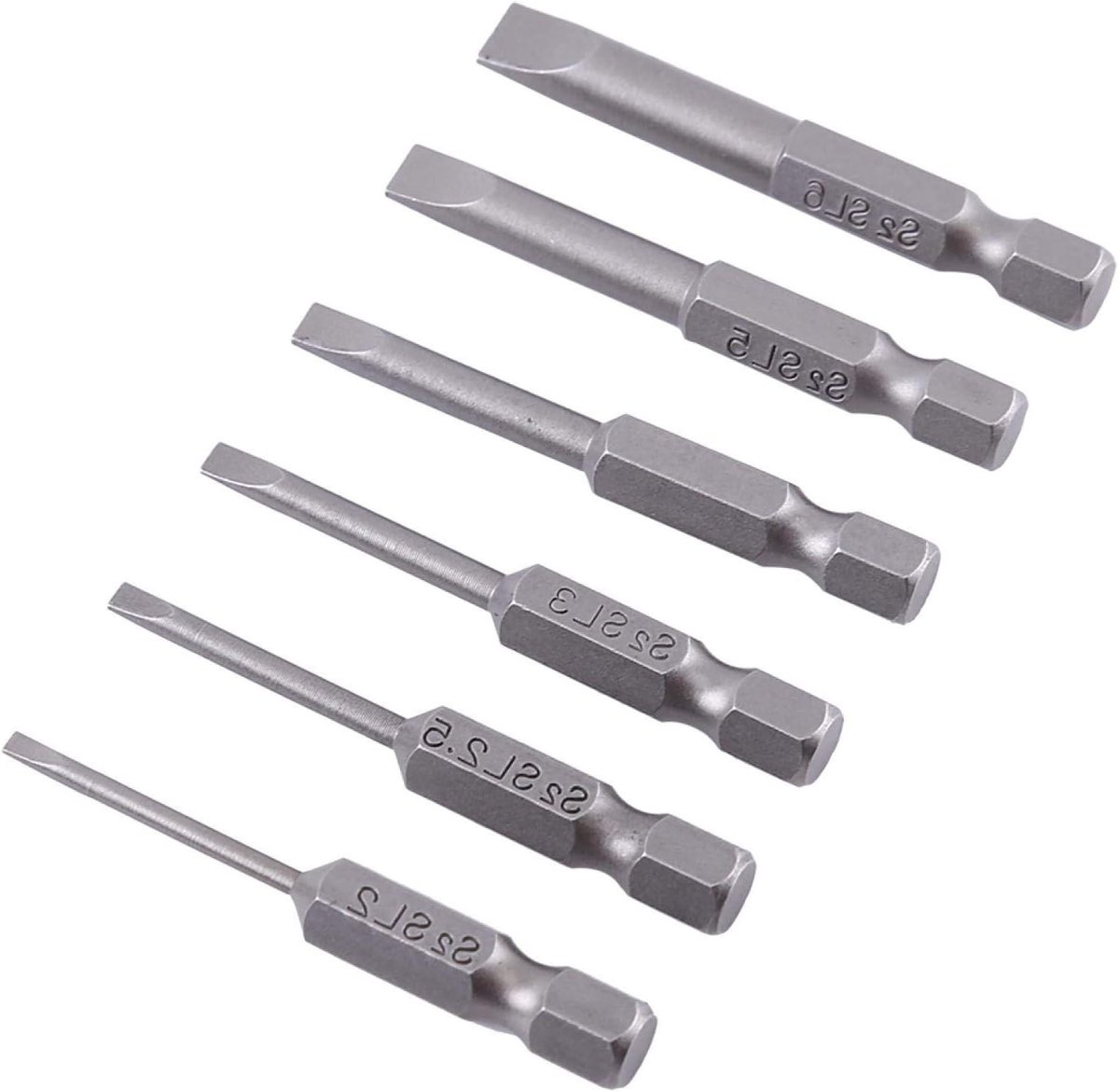 Flachkopfschroevendraaier Bits Set van 6 Stuks - 50mm, S2 Magnetisch, Geschikt voor Auto en Kluswerk