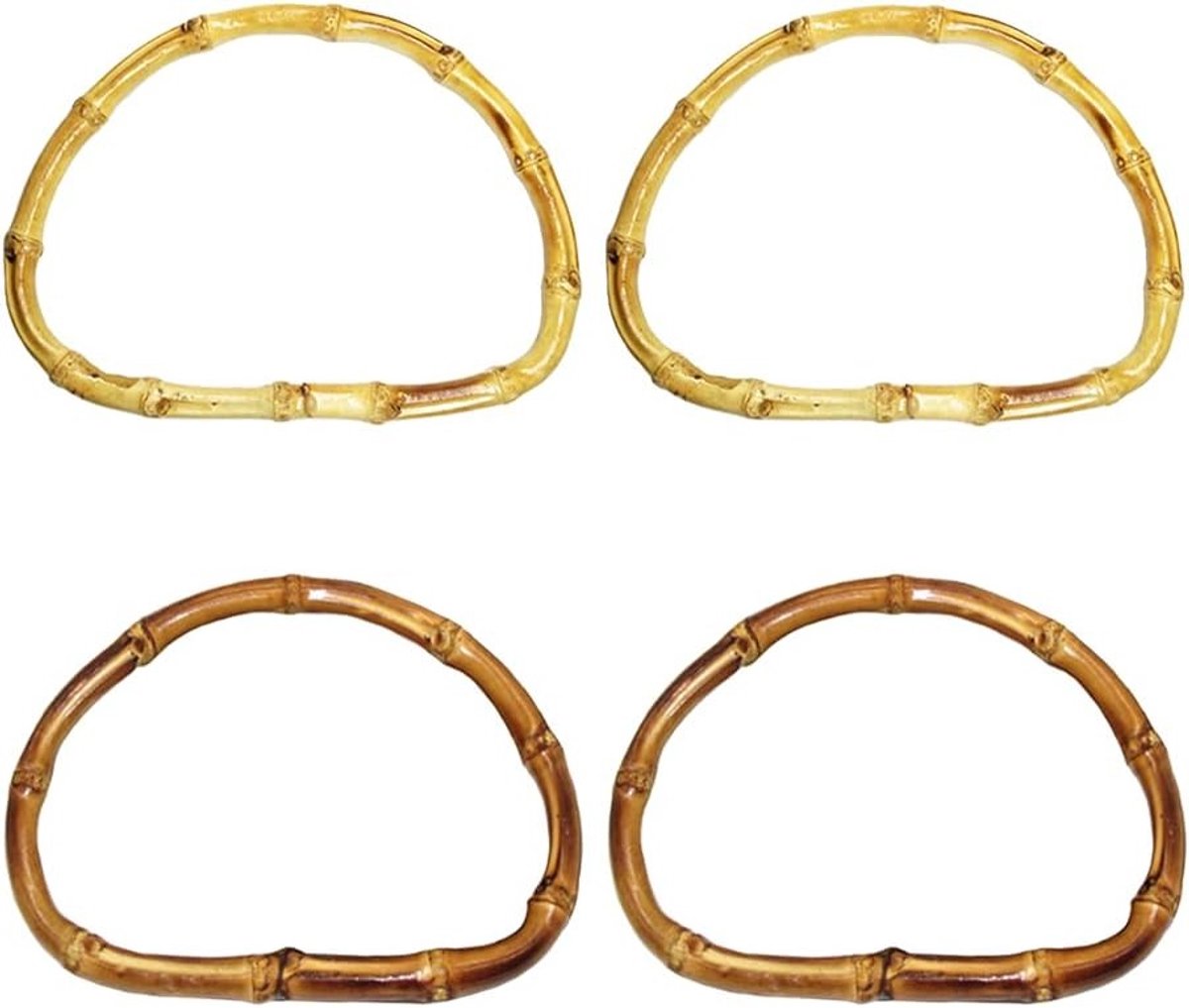 Set van 4 D-vormige Bamboe Handvatten voor Handtassen - Vervangende DIY Accessoires voor Handgemaakte Tassen