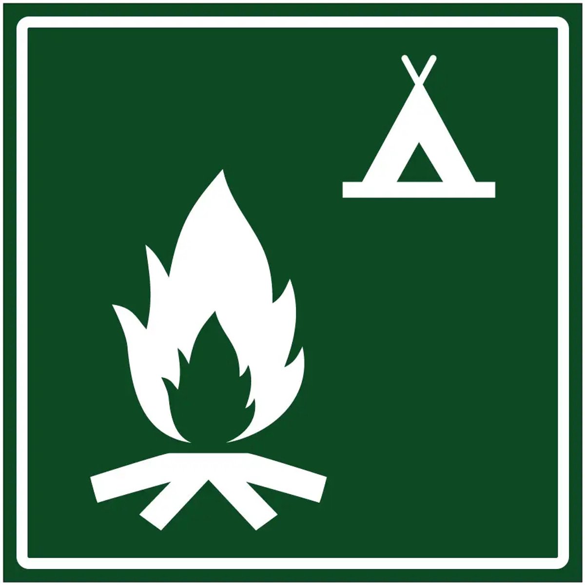 Kampvuurplek sticker | 15 x 15 cm