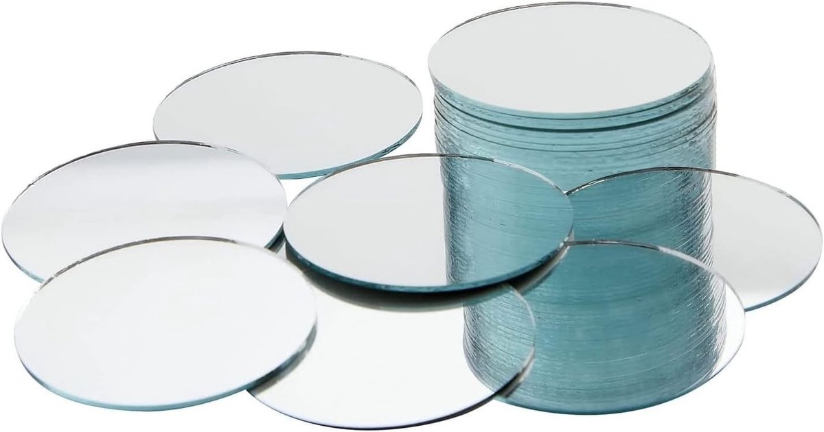Set van 20 zelfklevende spiegels van 8 cm - Frameless spiegeltegels voor wanddecoratie in huis, slaapkamer en woonkamer
