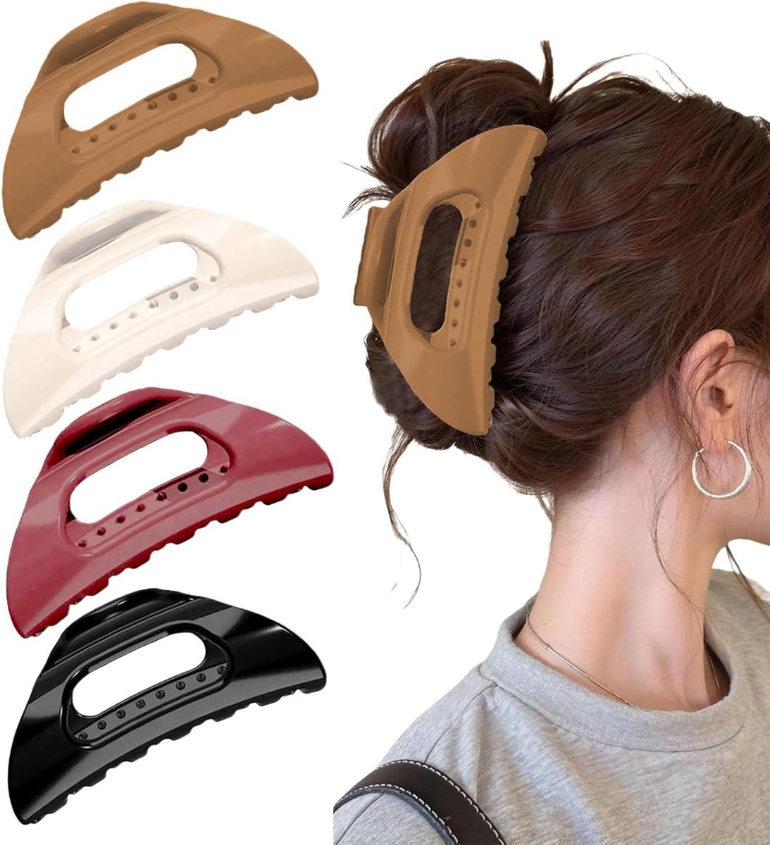 Grote Haarspeld Set van 4, Siliconen Haarclips met Sterke Grip en Antislip voor Dikker en Dunner Haar