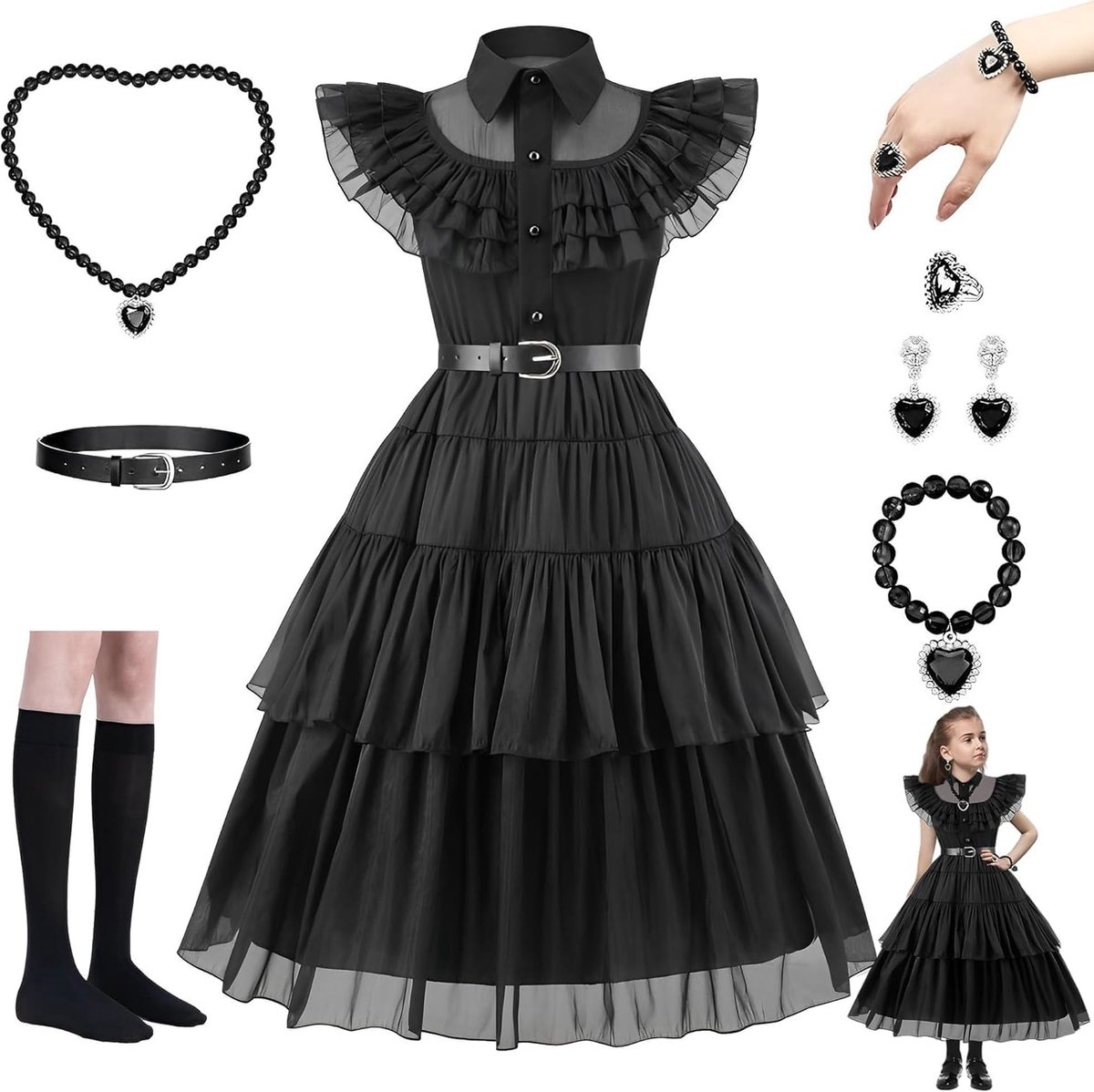 Carnaval Kostuum voor Meisjes - Gothic Cosplay Jurk voor Halloween en Feestjes - Perfect voor Themafeesten