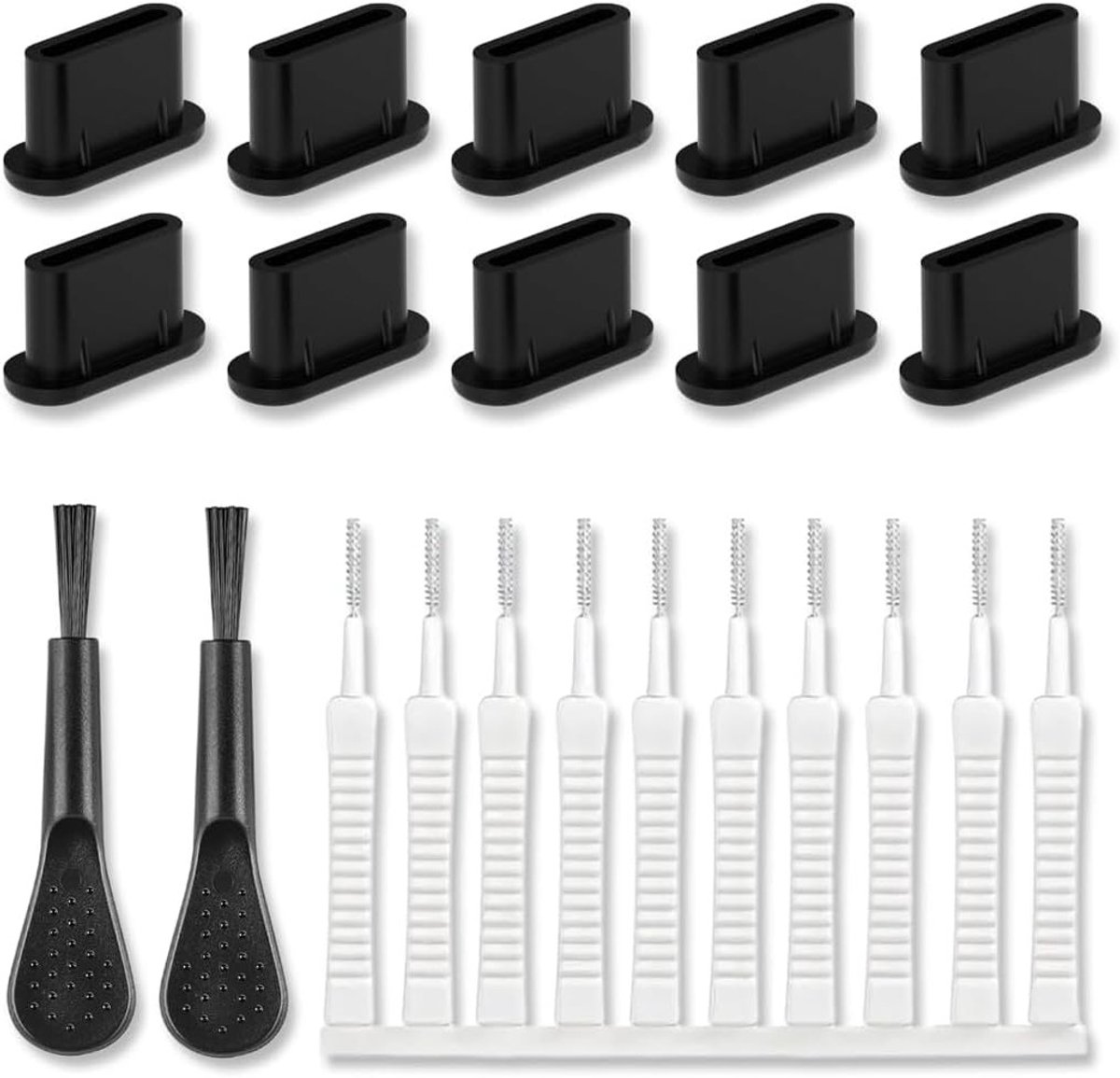 Complete Schoonmaakset voor Telefoons - 22-delige Reinigingsset met Borstels, Anti-Stof Pluggen en Beschermhoezen voor Speakers en Poorten