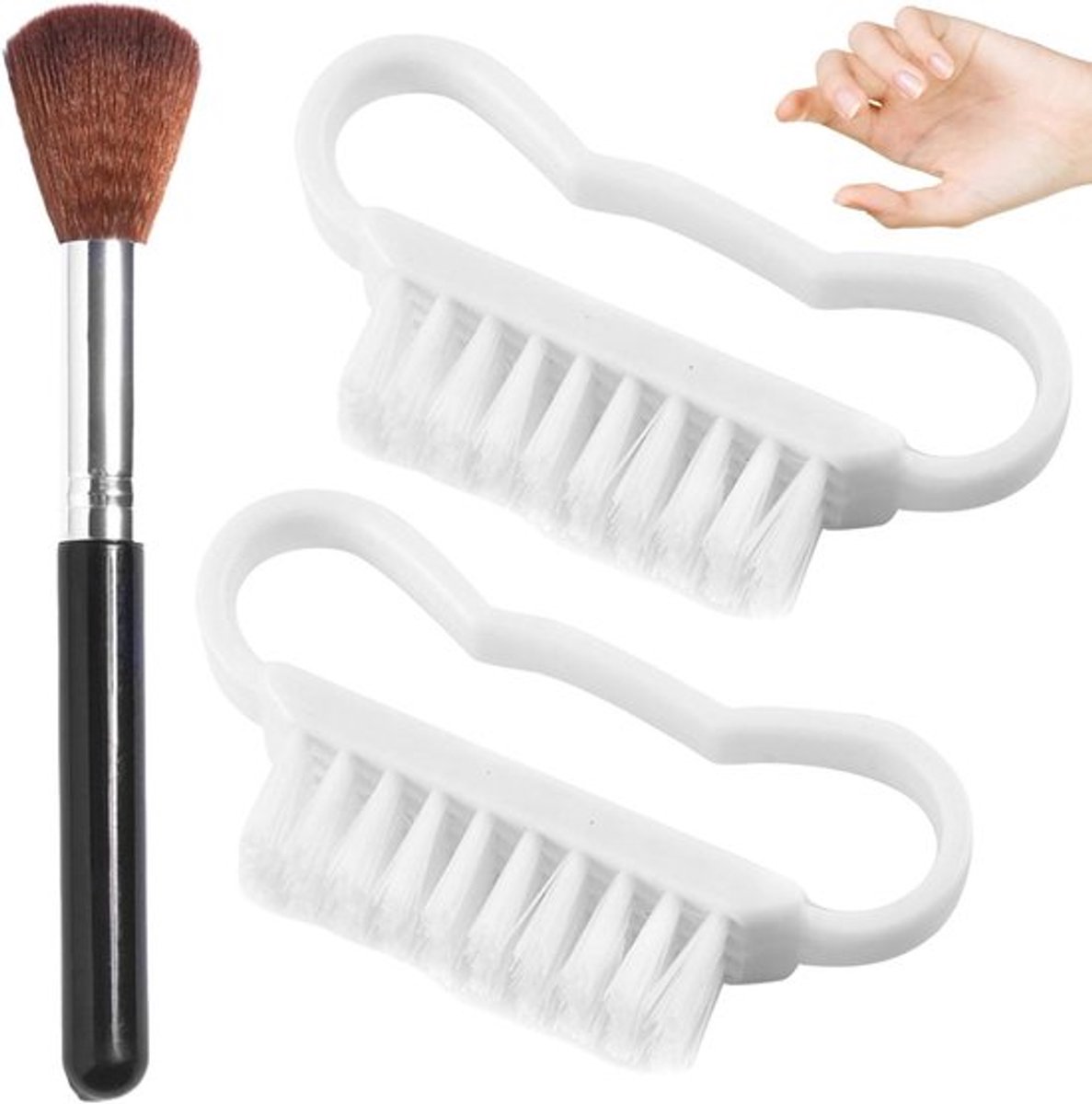 Nagelborstels (2 stuks) voor handen, nagelreiniging en nagelkunst, met schoonheidsborstel