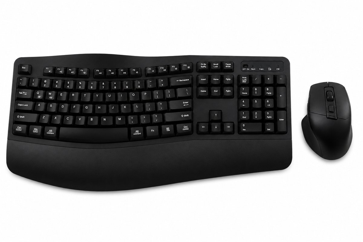 Premium Ergonomische Toetsenbord & Muis Combo – Draadloos USB 2-in-1 – Voor Thuis en Kantoor