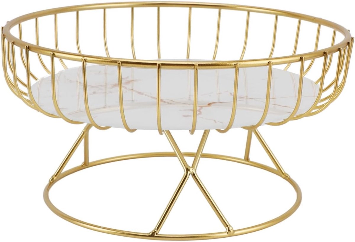 Stijlvolle Fruitmand voor Woonkamer en Keuken - Decoratieve Snack- en Dessertstand voor Fruit, Gezonde Snacks en Zoetigheden met Elegante Gouden Accenten
