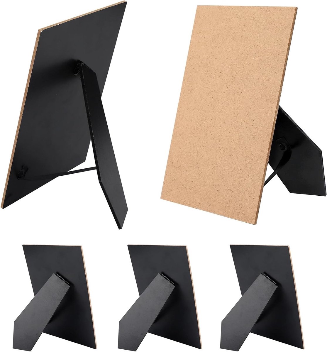 Set van 5 Fotolijsten met Stand en Scharnier, Zwart, 17.8 x 12.7 cm, Ideaal voor Muurdecoratie en DIY Tafelversiering