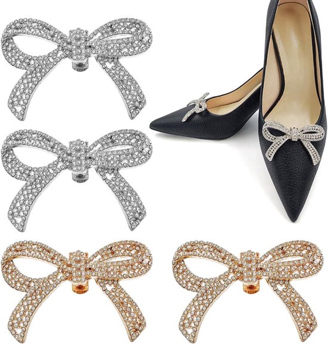 Elegante Strass Kristallen Schoenclips voor Vrouwen - 4 Stuks - Bruiloft, Bal, Feest