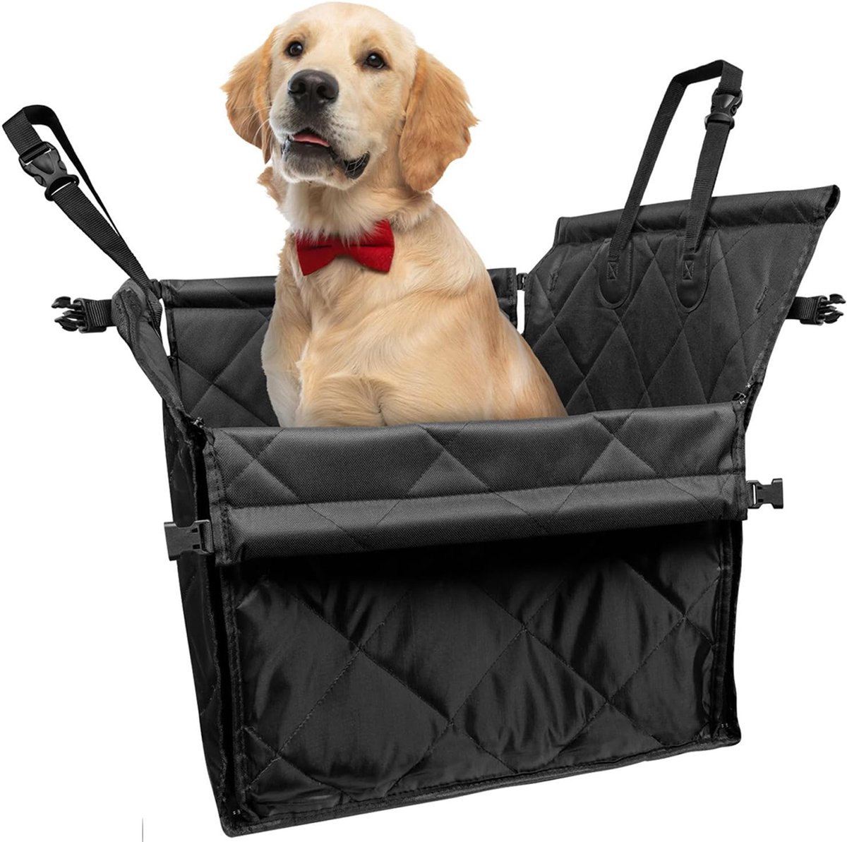 FloraGrace Autostoelen Voor Honden - Autostoel Voor Honden Met Veiligheidsriem, Beschermmat Auto Voor Katten En Honden, Stof, Zwart
