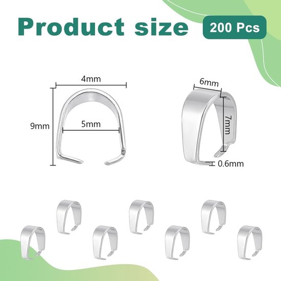 Dailygoods - Set van 200 RVS Snap-On Bails voor Sieraden van Dailygoods — afbeelding 4