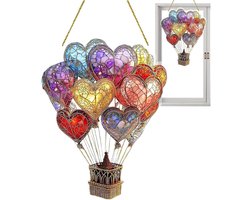 longziming -Zonne Hanglamp - Zonnedecoratie - Buitenverlichting - Kabelvrije Werking - Vogelbeschermende Reflectie - Acryl - 2D Heteluchtballon Vorm - Weerbestendig Voor Alle Seizoenen - Kleurrijk Lichteffect - 1 Stuk