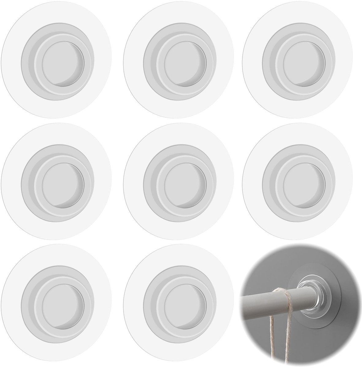 Dailygoods - Dailygoody - Douchegordijnstangen - Zelfklevend - Geen boren - Transparant - Wandmontage - 8 stuks - Geschikt voor badkamer, keuken en hotel