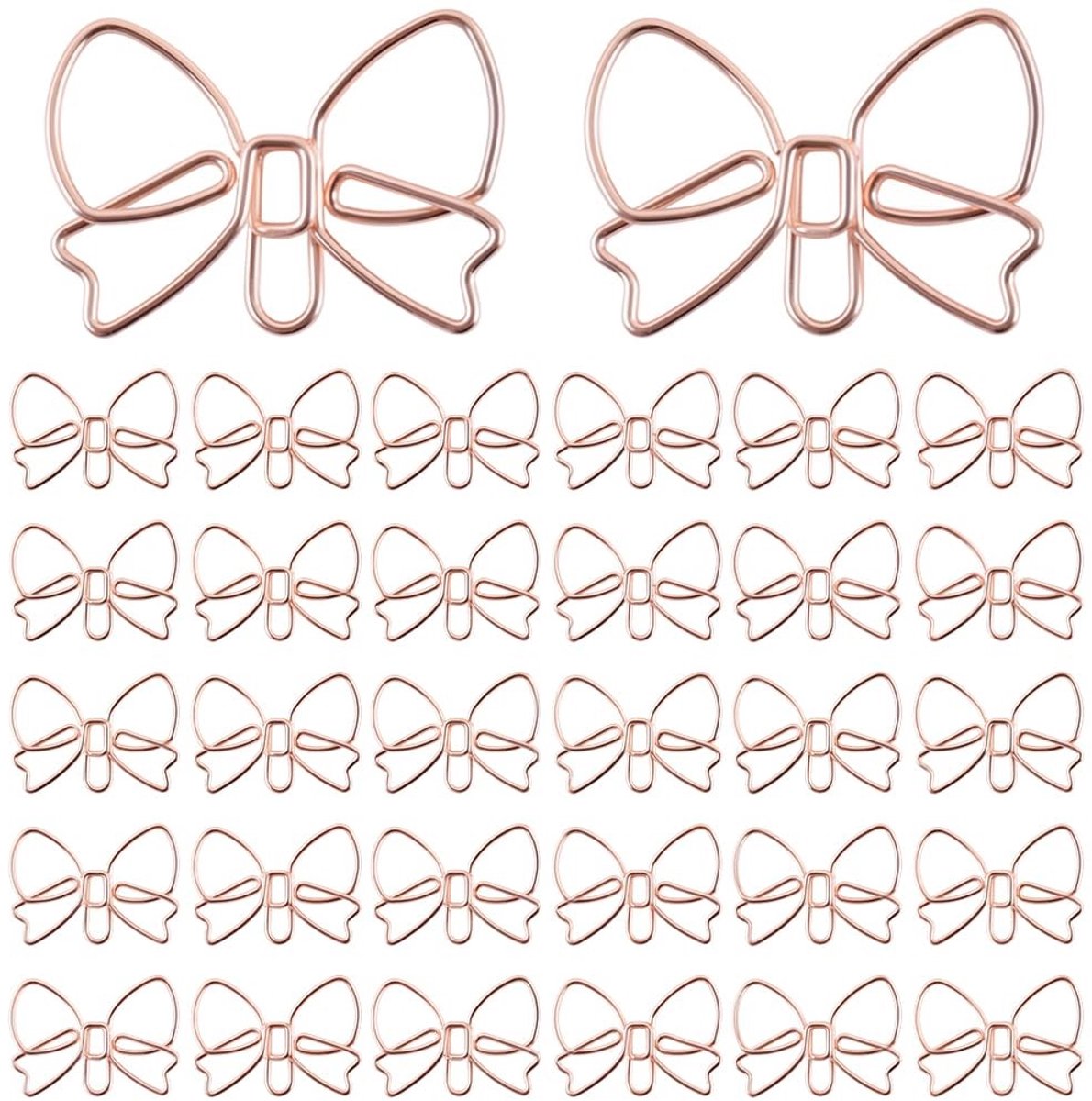 Dailygoods - 100 Stuks Roségouden Strik Paperclips, Mini Bladwijzers voor Organisatie