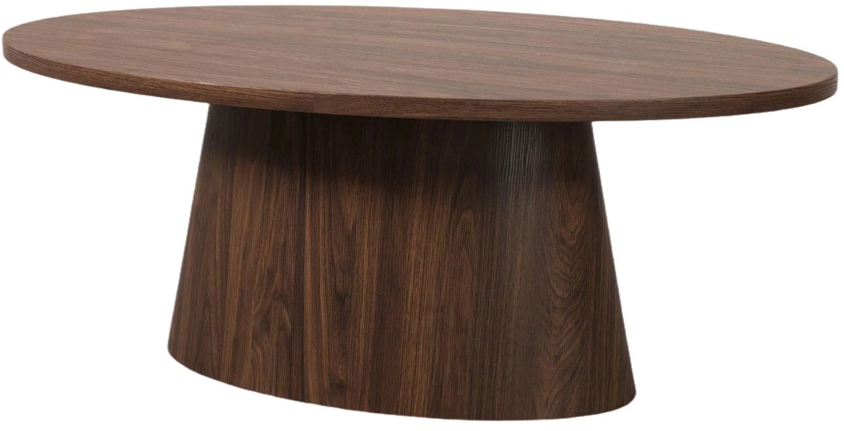 Salontafel Japandi ovaal walnoot MDF 120cm Saga bijzettafel Japanse stijl