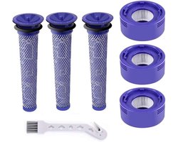 Filters Geschikt voor Dyson V8- en V7-modellen, inclusief 3 Geschikt voorfilters en 3 nafilters, Geschikt voor Dyson V7 en V8 Absolute Animal Motorhead stofzuigers, vervangingsonderdeelnummers 965661-01 en 967478-01.