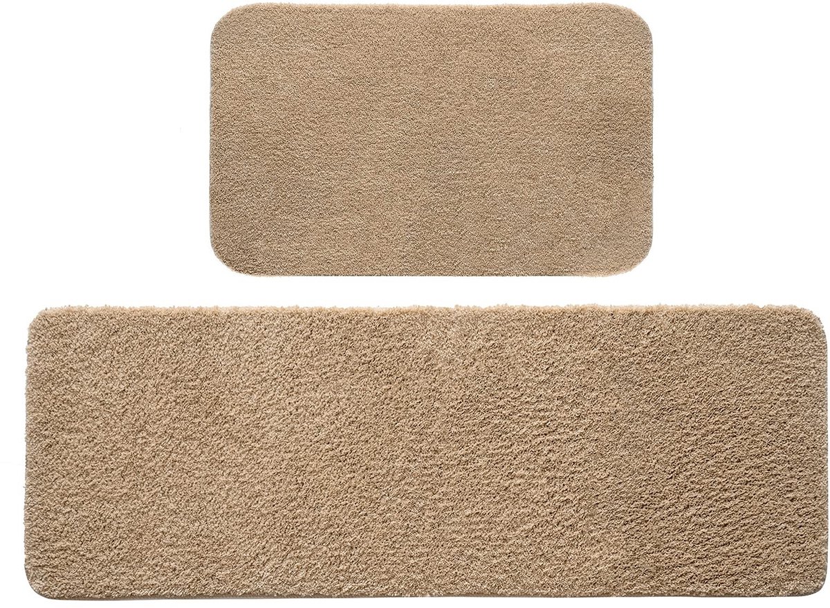 Dailygoods - Dailygoody - Absorberende badmatset - Antislip badtapijt - Super zacht - Beige - Hydroscopiciteit - Geschikt voor badkamer en keuken