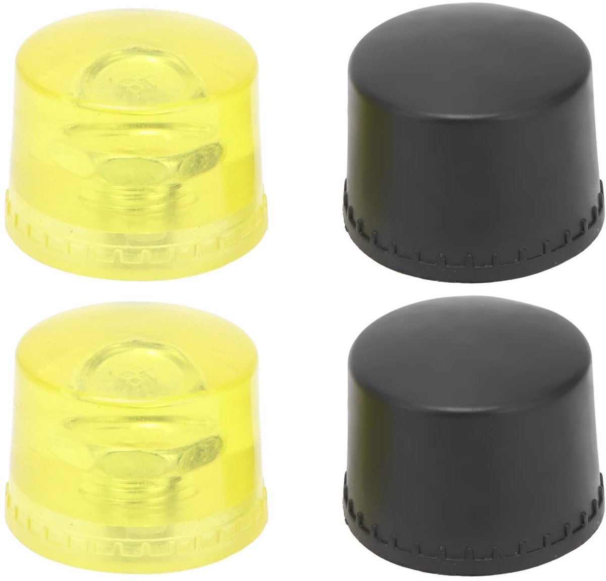 Dailygoods - Dailygoody - Rubberen Hammer Vervangingskoppen - 4 Stuks Gele/Zwarte Set (Φ40mm)