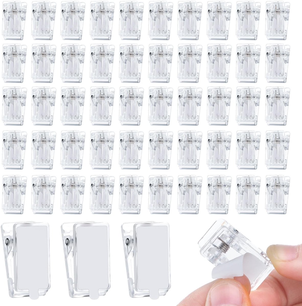 Dailygoods - Dailygoody - Doorzichtige zelfklevende clips - Muurclip - Eenvoudig ophangen - Helder - Organiseer je ruimte - Geschikt voor kantoor en thuis - 50 stuks