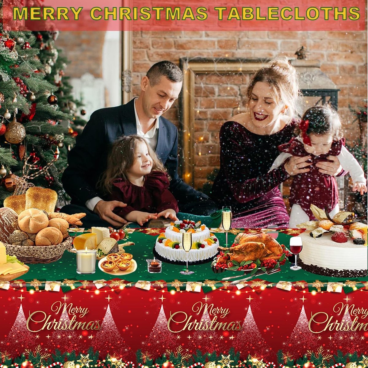 Dailygoods - Dailygoody - Kerst Tafelkleed - Wegwerp Tafelkleden - Duurzaam en Makkelijk Schoon te Maken - Rood Groen - Tafeldecoraties - Geschikt voor Feesten - 1...
