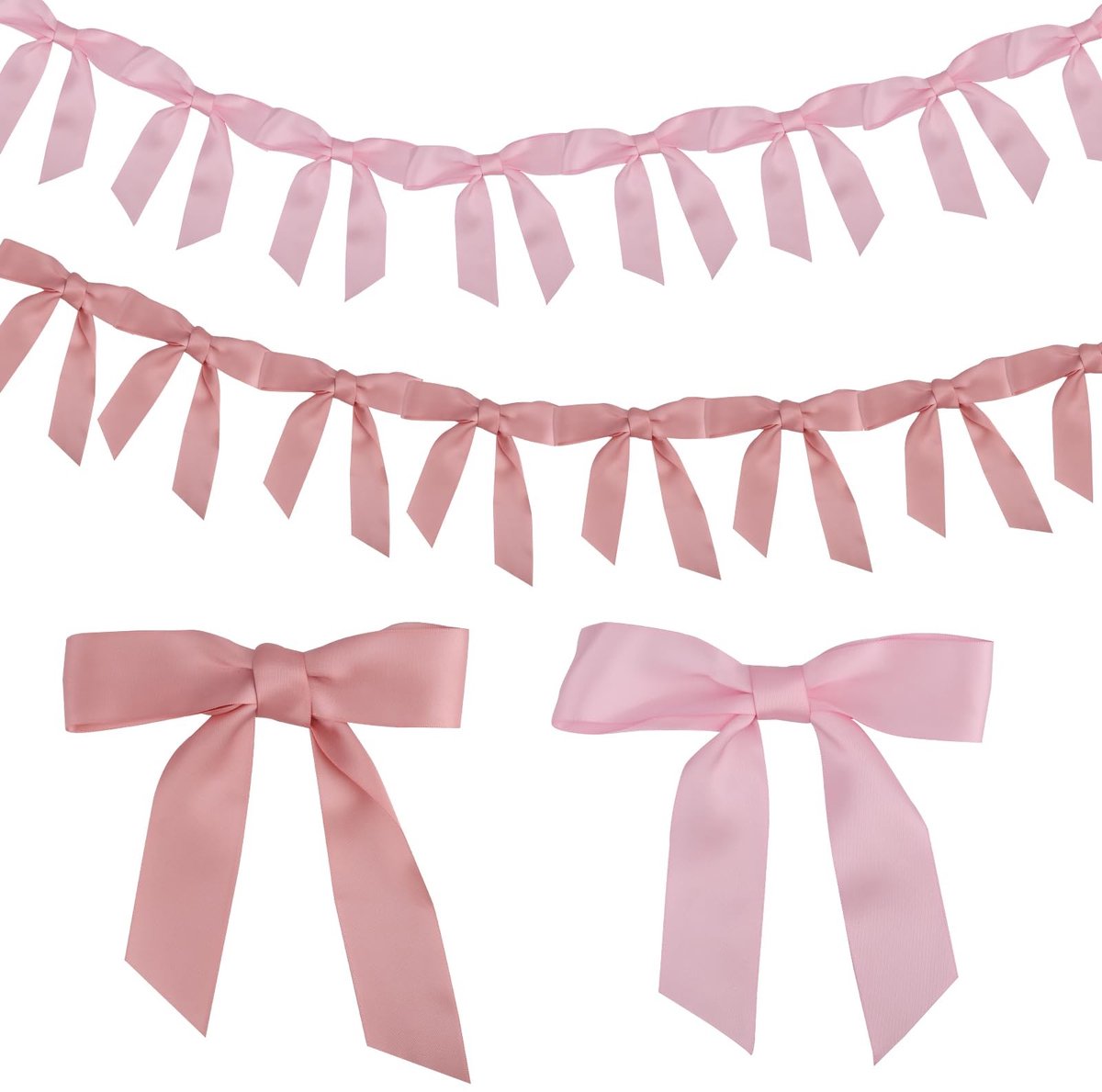 Dailygoods - Set van 2 Roze Strikenguirlande Banners voor Feestdecoratie
