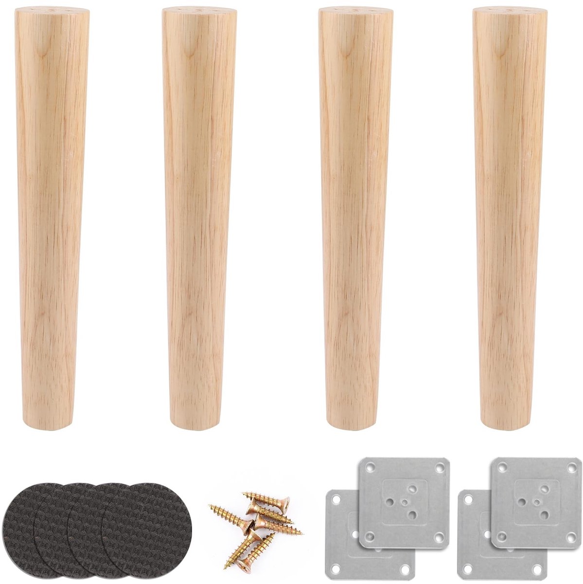 Dailygoods - Dailygoody - Meubelpoten - Houten meubelpoten - Robuust en duurzaam - 30 cm - Eiken hout - Geschikt voor bed, kast, tafel en stoel - 4 stuks