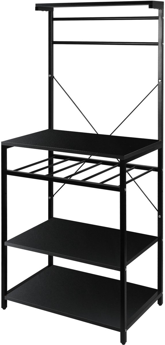PIPIPOXER-keukenrek-staande keukenkast- Met 8 haken-industrieel-59 x 40 x 143 cm,Zwart