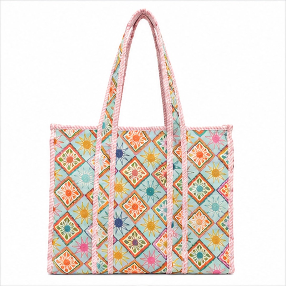 HS Stoffen Tas - Meerdere Prints - Multicolor Diamond Print - Maat One Size