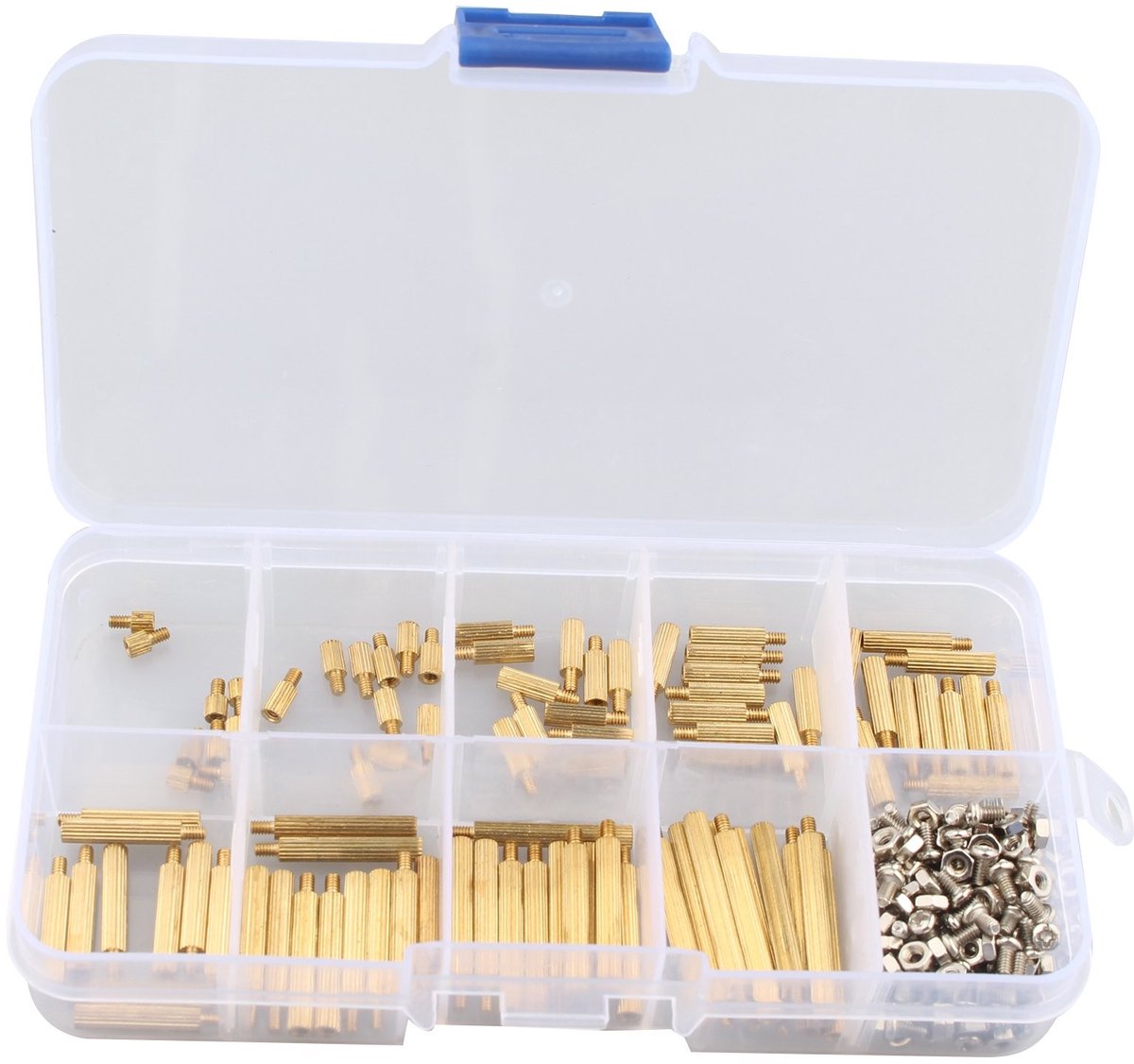 Dailygoody - 270 stks M2 Mannelijke naar Vrouwelijke Schroefmoer Set - Perfect voor Elektronica - Assortiment met Messing Afstandhouders
