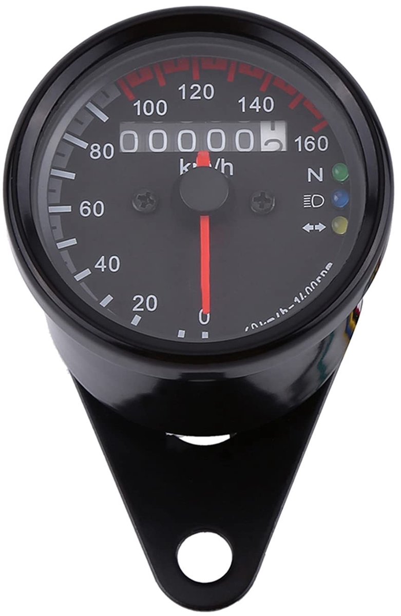 Dailygoods - Dailygoody - C-Snelheidsmeter - Digitale Kilometerteller - Achtergrondverlichting - Universeel Formaat - Motorfiets Snelheidsmeter - Tot 160 km/u - Ge