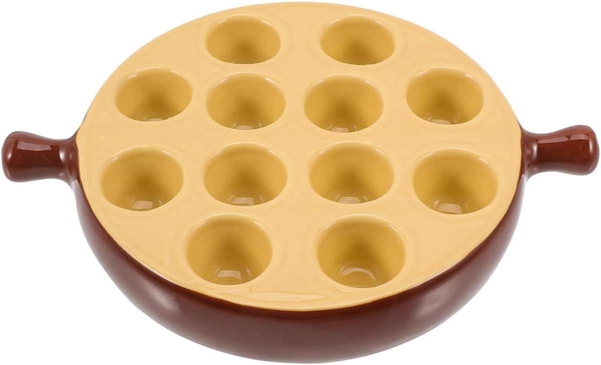 Keramische Pan voor Gebakken Slakken: 12 Delige Ovenplaat met Handvatten en Gaten voor Perfecte Bereiding - Ideaal voor Bakken en Grillen