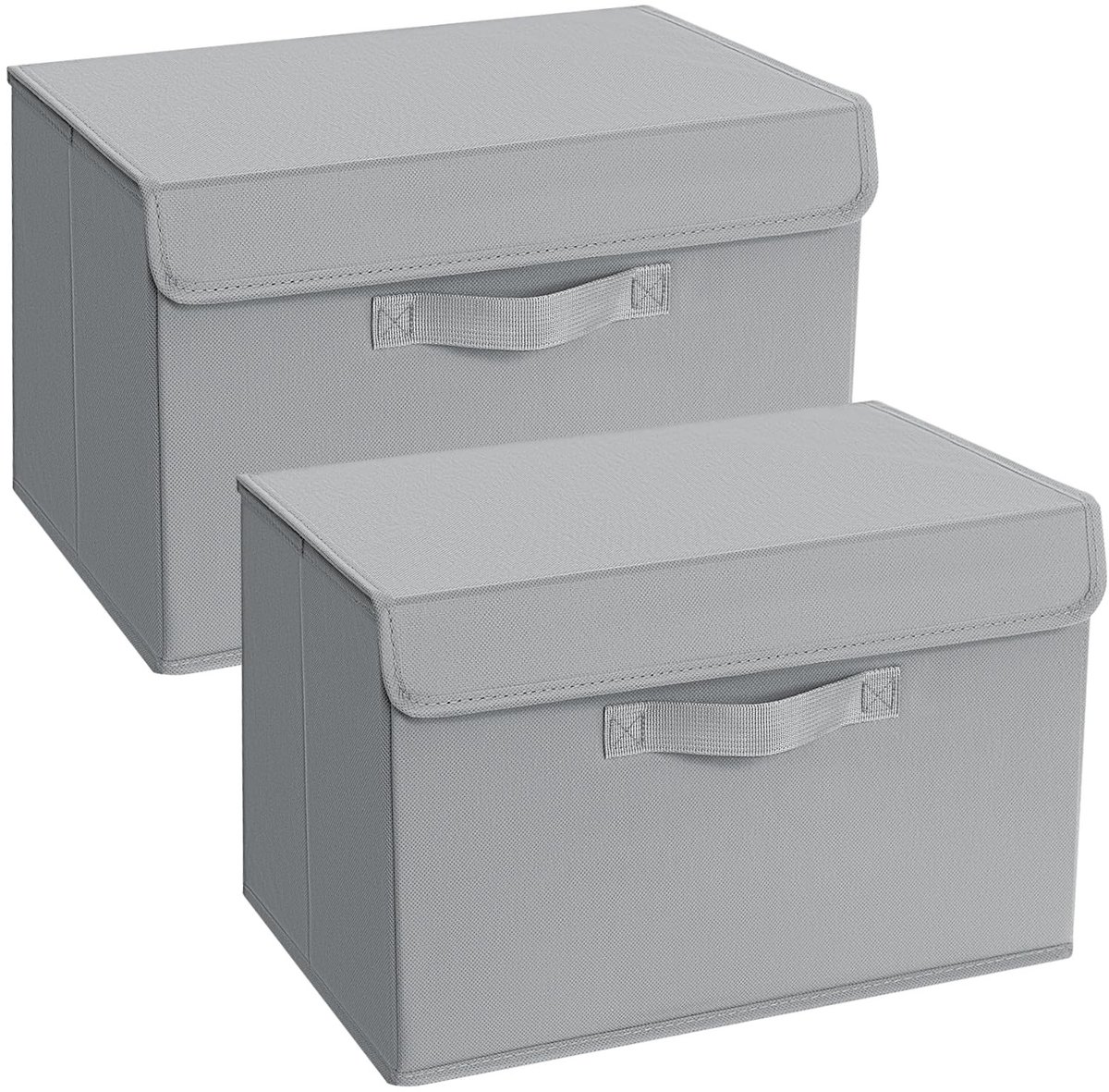 Dailygoods - Dailygoody - Opbergdozen - Opvouwbare opbergkisten - Met deksel - Klassiek grijs - Kledingorganizer - 2 stuks - Geschikt voor seizoensgebonden kleding