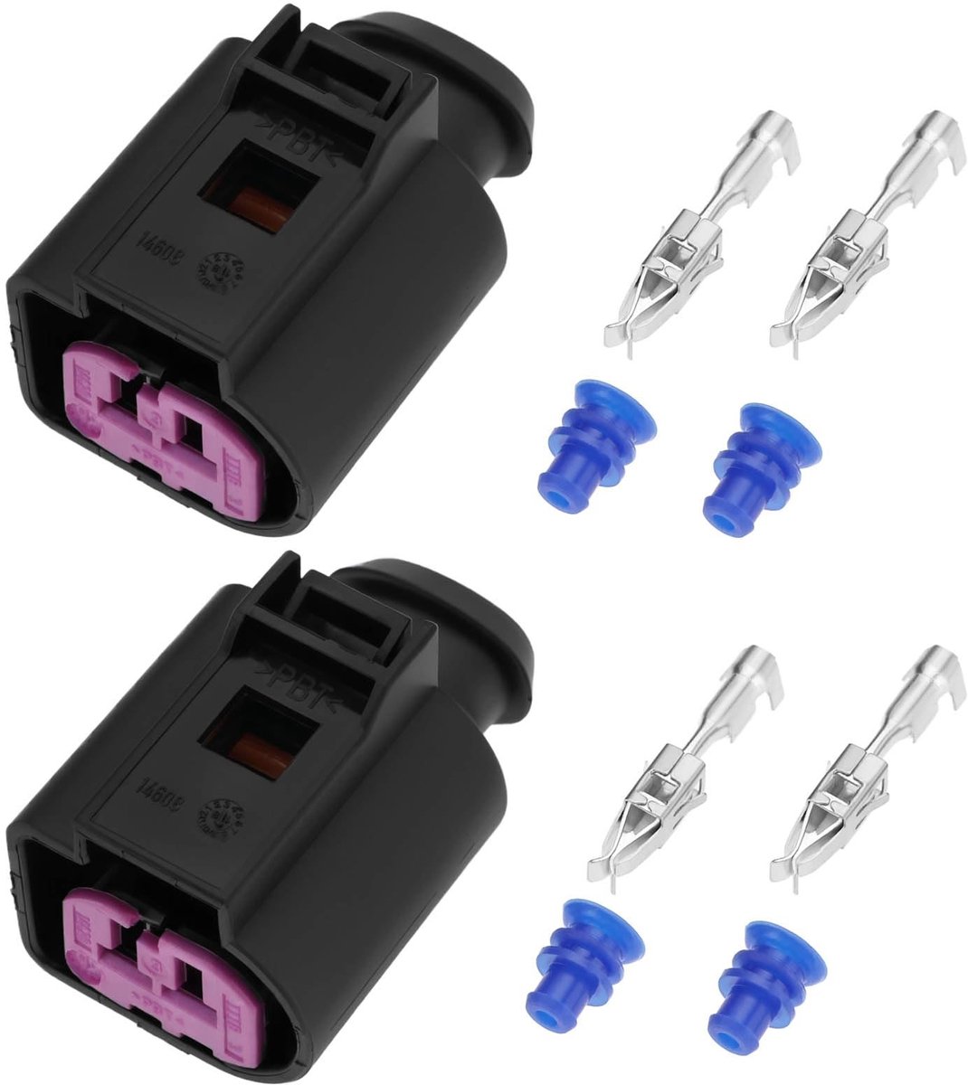 Dailygoods - Dailygoody - 2-Pins Verzegelde Reparatie Connector - Voor Dynamo - Zwart - Vrouwelijke Stekker - Geschikt voor Audi, VW, Seat en Skoda - 2x Connector