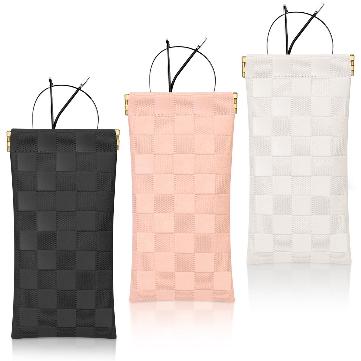 Dailygoods - Dailygoody - Leren Brillenkoker - Draagbaar - Zacht en Slank - Zwart, Wit en Roze - PU Etui voor Zonnebril - Geschikt voor Dames