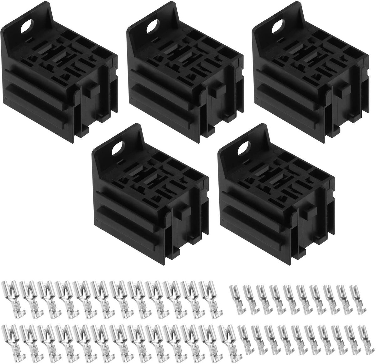 Dailygoods - Dailygoody - Automatische relaismontagebeugels - 9-pins relais - veelzijdigheid - zwart - voertuigaccessoires - 5 stuks - geschikt voor 4-pins en 5-