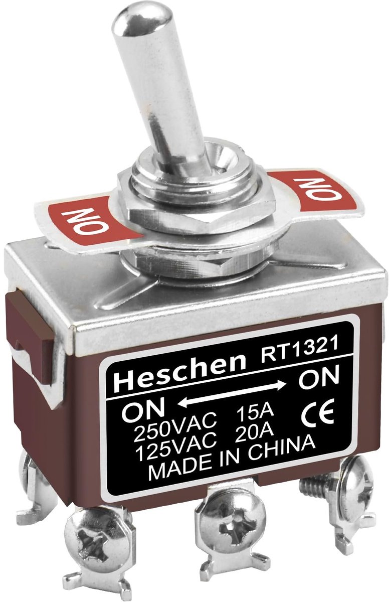 Dailygoods - Dailygoody - Toggle Switch - Betrouwbaar en duurzaam - 12 mm montagegat - On/On schakelaar - Ideaal voor panelen - 250V AC