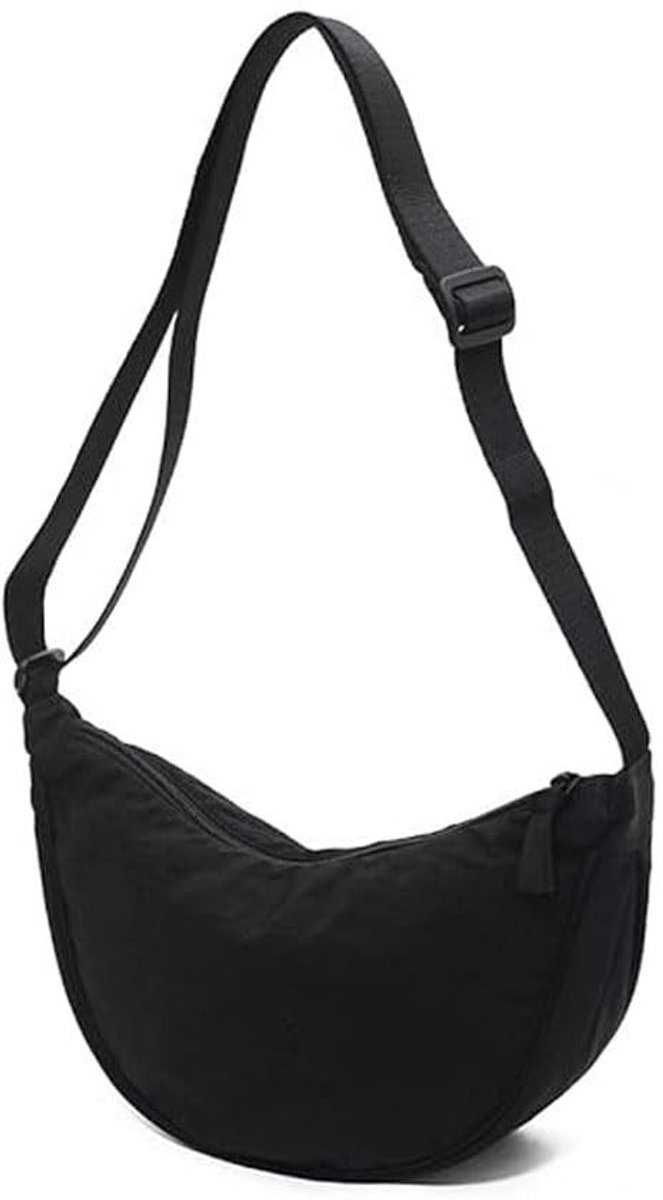 Dailygoods - Dailygoody - Dames Halfmaan Crossbody Tas - Casual Schoudertas - Verstelbare Schouderband - Zwart - Draagbare Tas - Uniseks Volwassenen - 31 x 17 x 8 cm