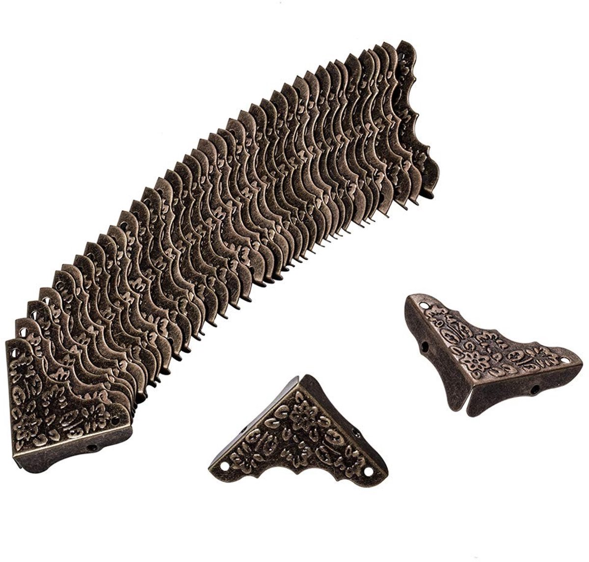 Dailygoods - Dailygoody - Hoekbeschermers - Antieke metalen hoekbeschermers - Vintage stijl - Bronzen kleur - Perfect voor meubels - Inclusief schroeven - 20 stuks