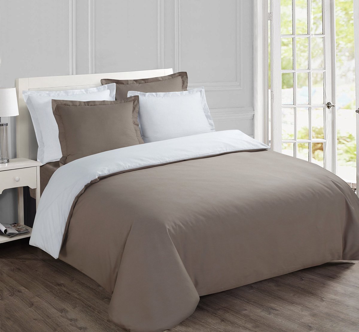 Dailygoods - Dailygoody - Beddengoedset - 100% Katoen - Omkeerbaar Dekbedovertrek - Taupe 