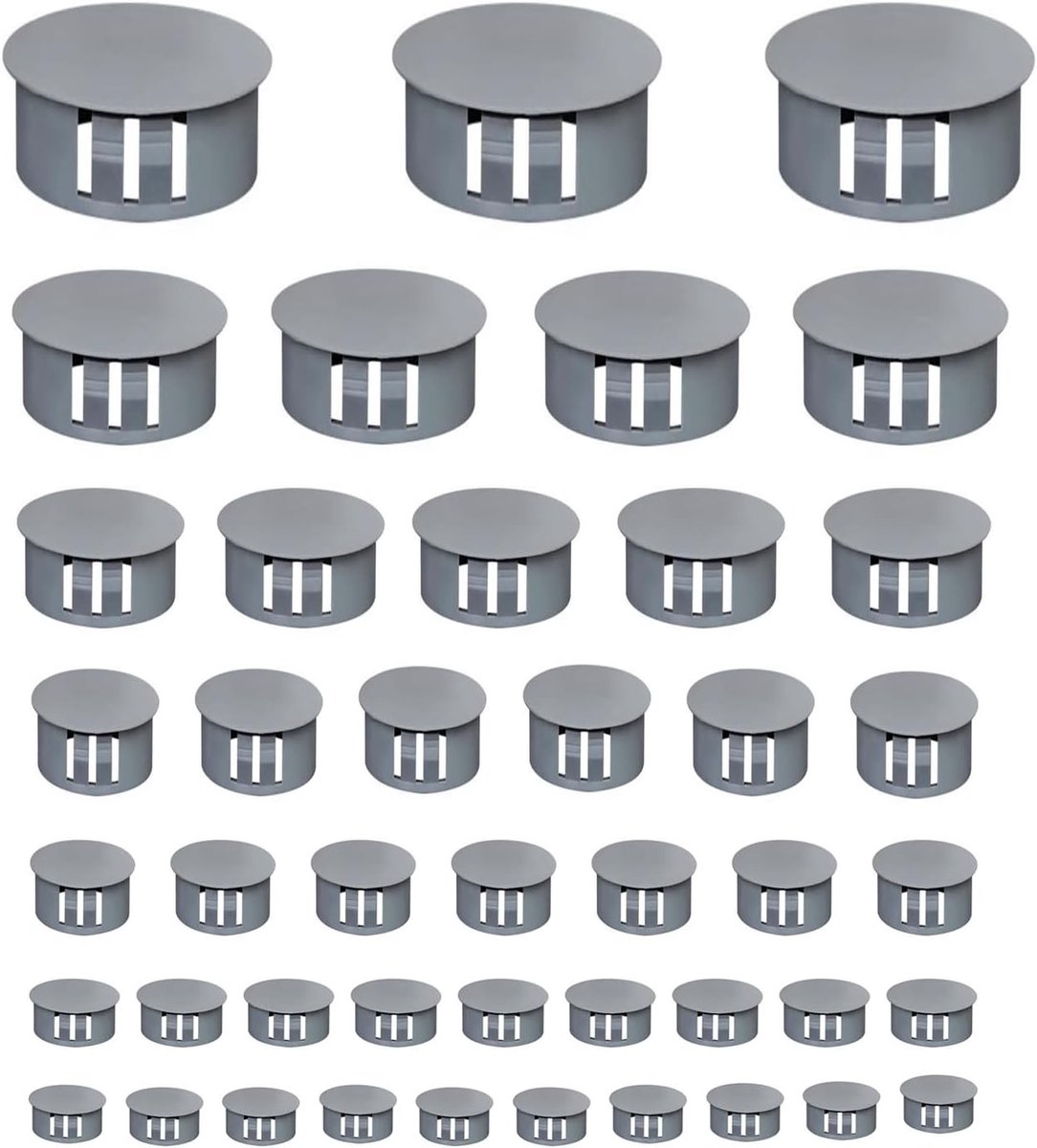 Complete Set van 170 Stuks Grijze Schroefdeksels - 7 Maten (5-25mm) voor Keukenmeubels, Klusprojecten en Verbeteringen met Plastic Deksel Caps