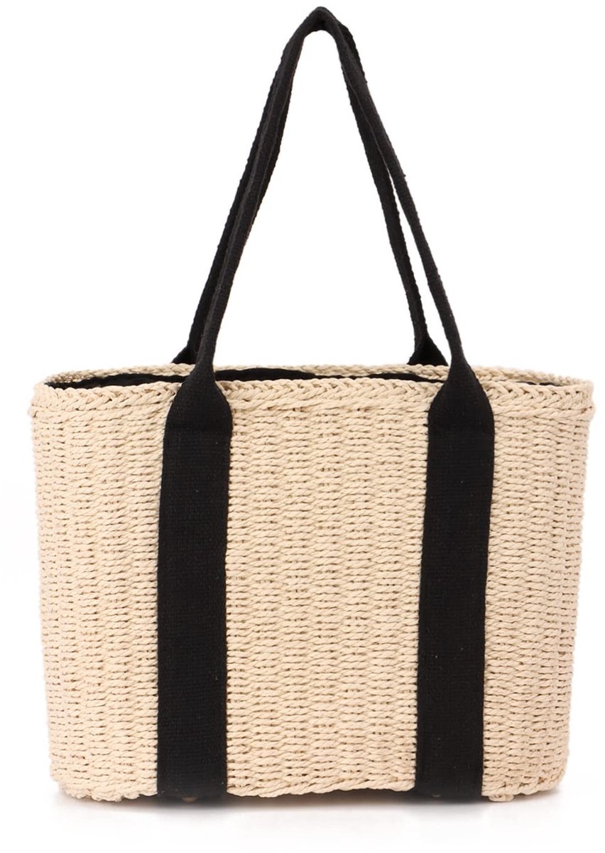 Dailygoods - Cosensi - Dailygoody - Large Tote Bag - Handgeweven Strandtas - Beige - Casual Schoudertas - Ideaal voor Shopping en Reizen - One Size