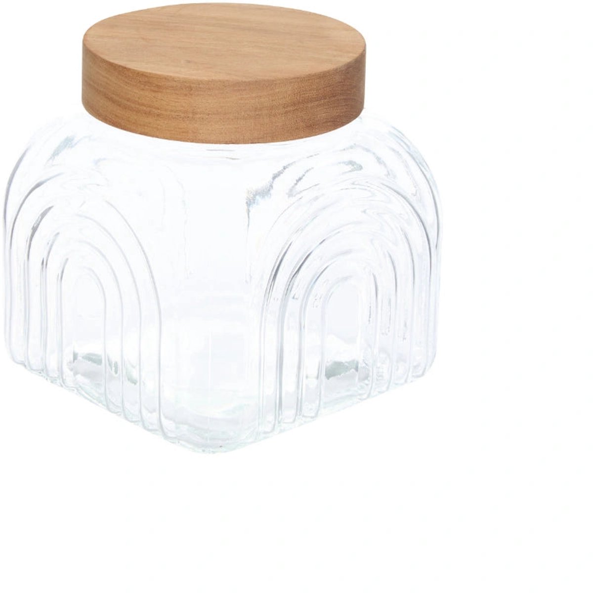 Decoratieve glazen voorraadpot 2.4 liter Acacia deksel Five® - Hout - Luchtdicht | Met deksel