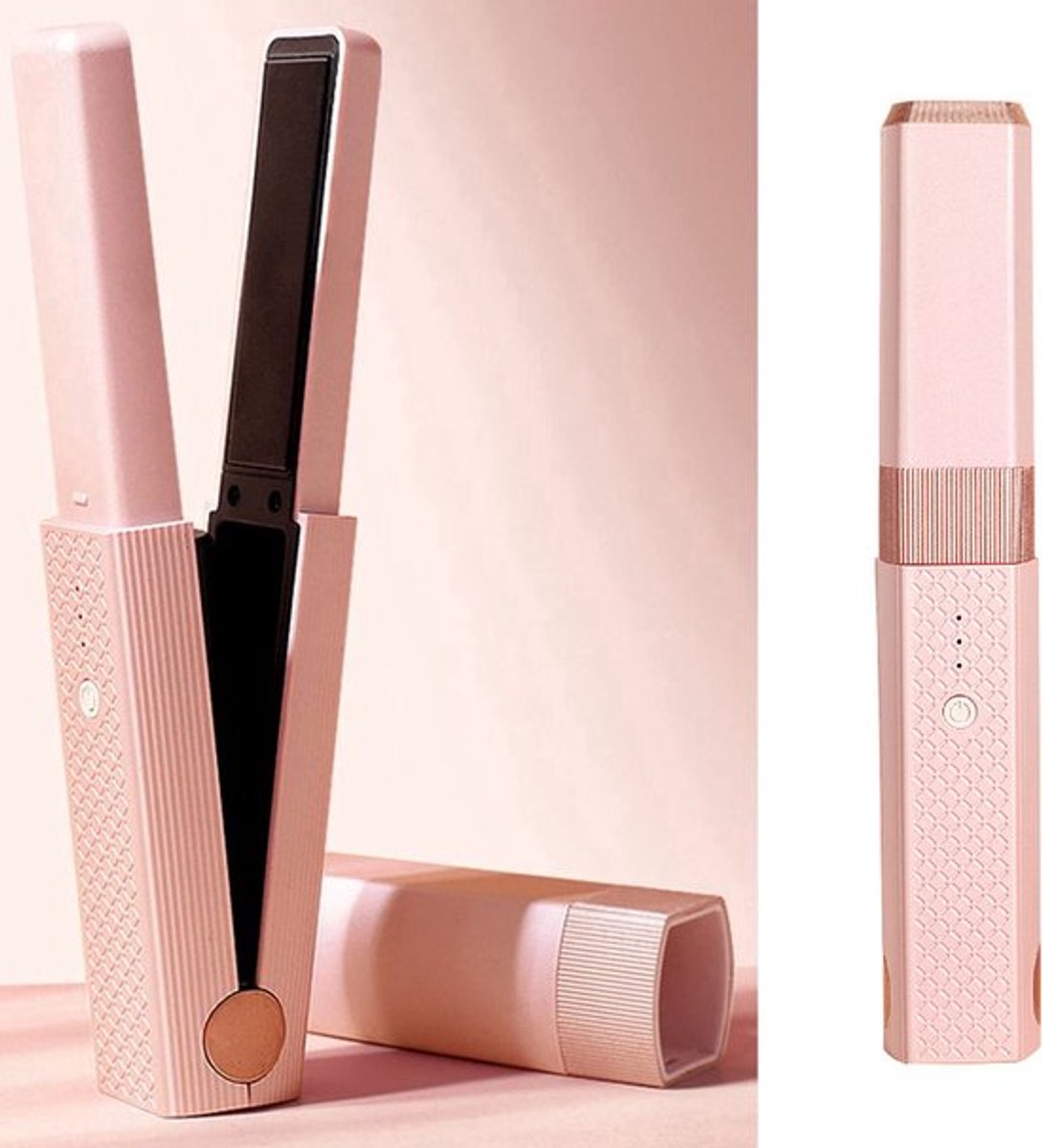 Stijltangen-krultang-Draadloze stijltang-USB-C oplaadbare reisstijltang-mini-keramische krultang-3 niveaus instelbaar-Snel opgewarmd-Geschenk