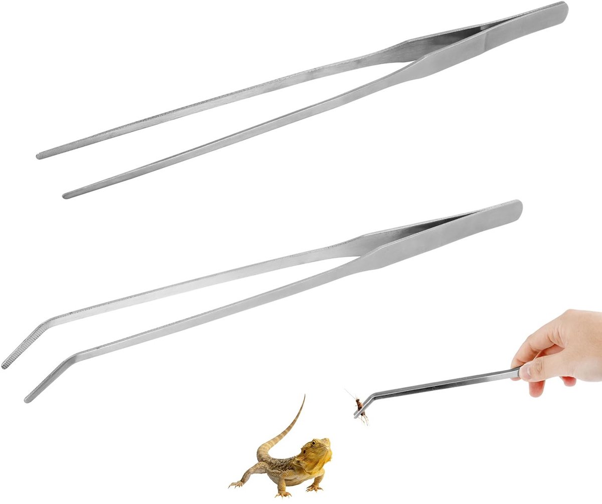Dailygoods - 2 Stuks Roestvrijstalen Aquarium Pincet voor Reptielen