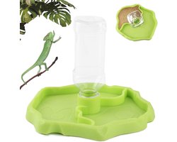 2-in-1 Drinkbak voor Reptielen, Geschikt voor Landschildpadden, Hagedissen en Hamsters, Ideaal voor Hydratatie en Accessoires