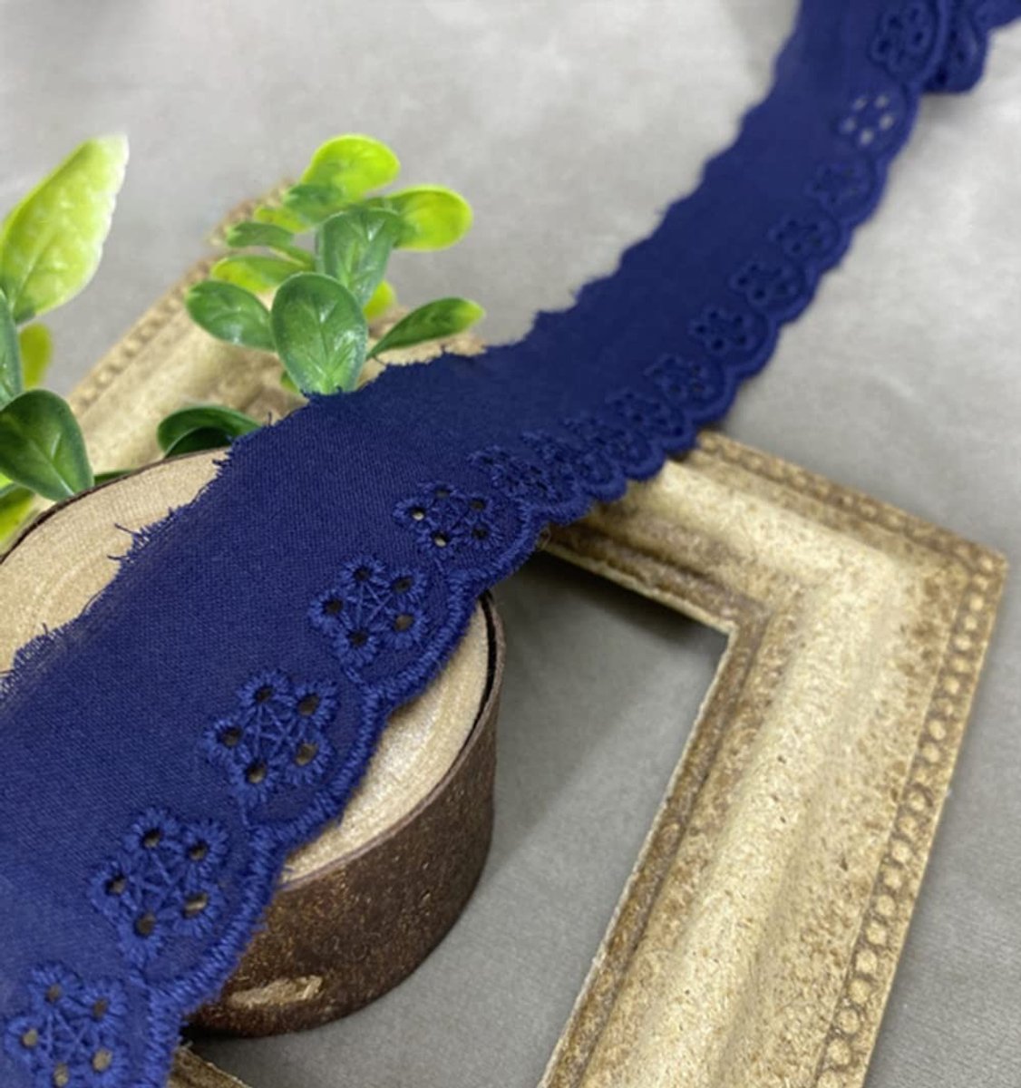 Dailygoody - Vintage Katoenen Kantband met Rand - 28mm x 15m - Koninklijk Blauw voor Decoratie en Creatieve Projecten