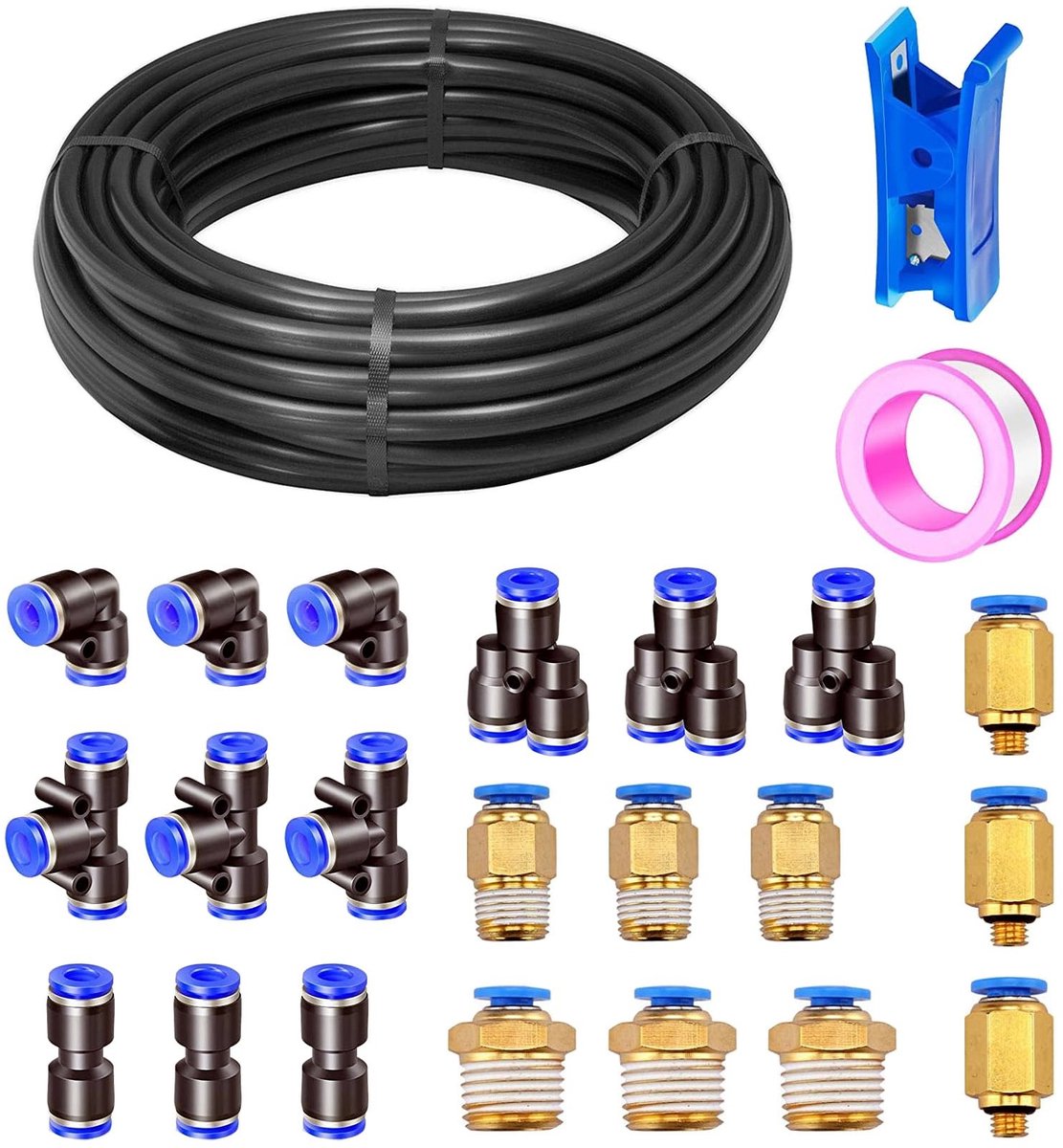 Dailygoods - 20 Meter PU Persluchtslang met Pneumatische Aansluitingen
