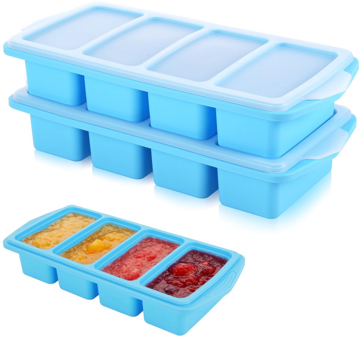 Dailygoods - Set van 2 Siliconen Vriesbakjes met Deksel