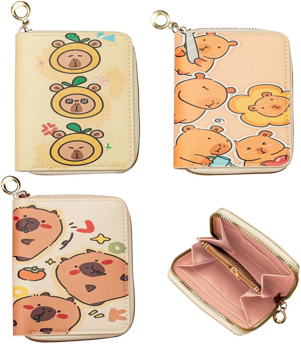 Dailygoods - Kinderen Capybara Portemonnee met Ritssluiting, Set van 3