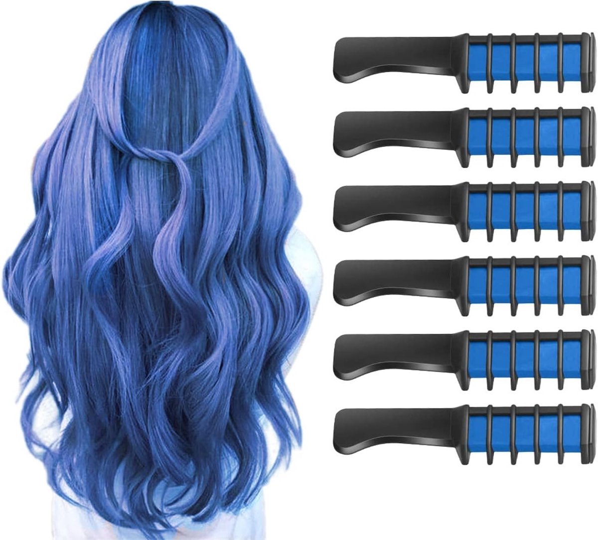 Krijt voor Haar voor Kinderen, Tijdelijke Felle Haarkleur, Perfect voor Feestdagen, Cosplay en Cadeaus voor Meisjes van 6 tot 12 Jaar (Blauw)